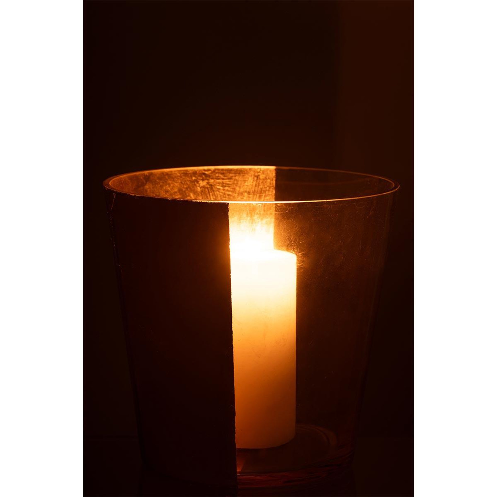 Voir la diapositive 3 : J-LINE Photophore Design en Verre  Boe  23cm Transparent & Or