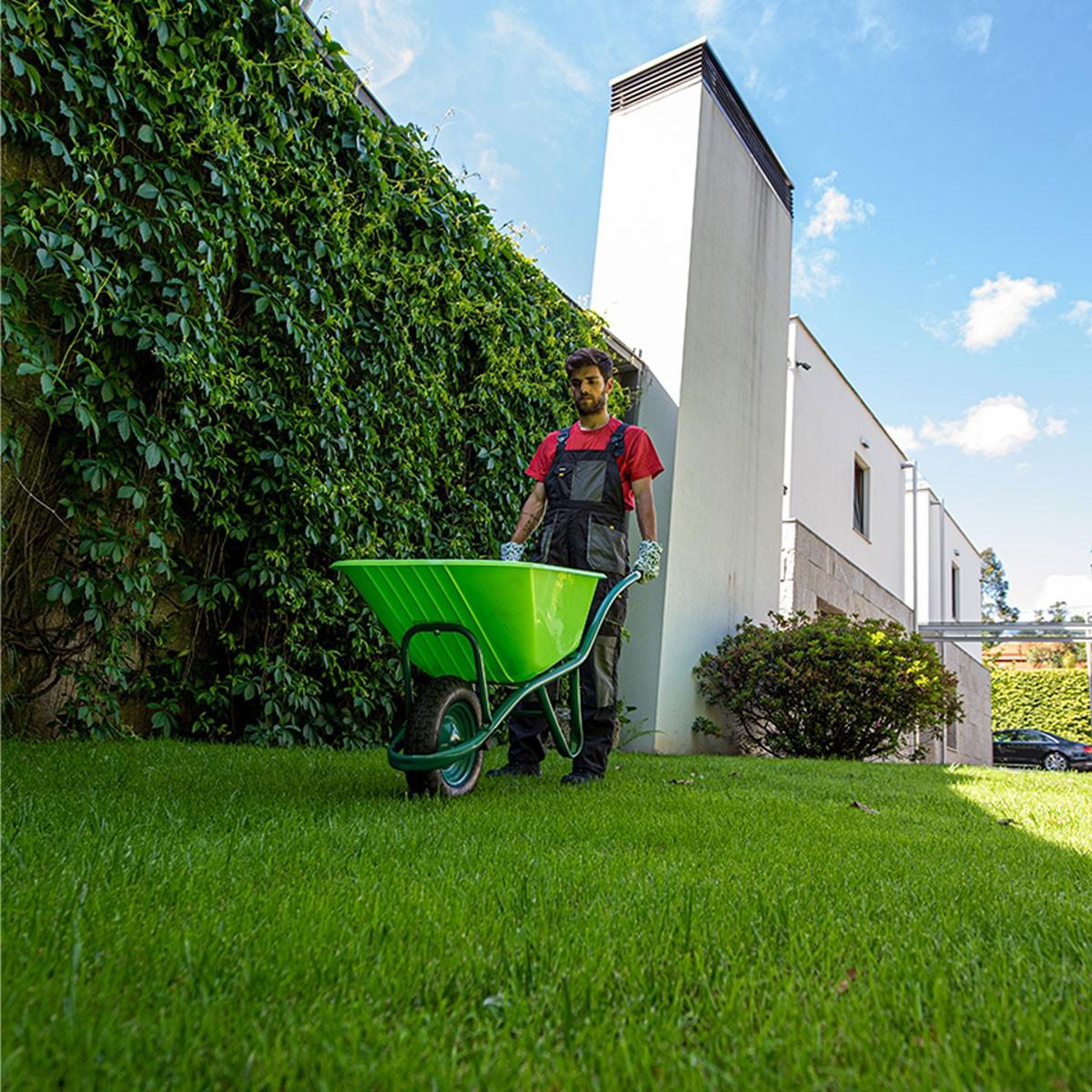Voir la diapositive 2 : VITO Brouette de jardin à roue gonflée 37cm Polyvalente avec cuve PVC 100Litres VITO