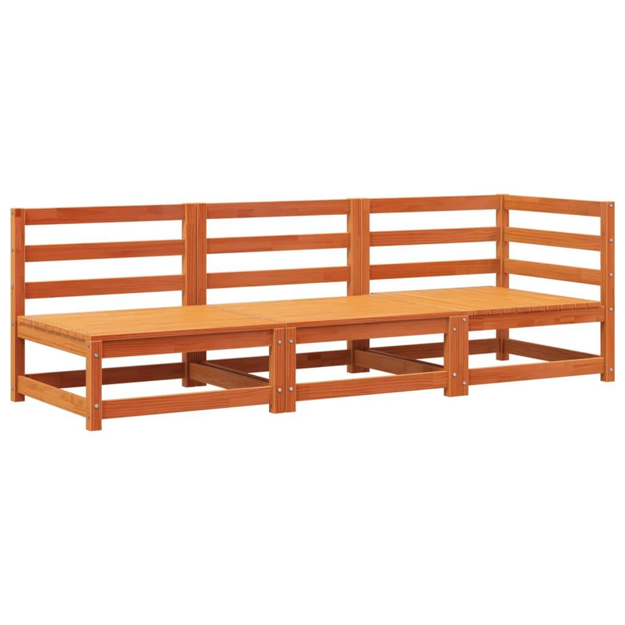 Voir la diapositive 2 : VIDAXL Canape de jardin 3 places cire marron bois de pin massif
