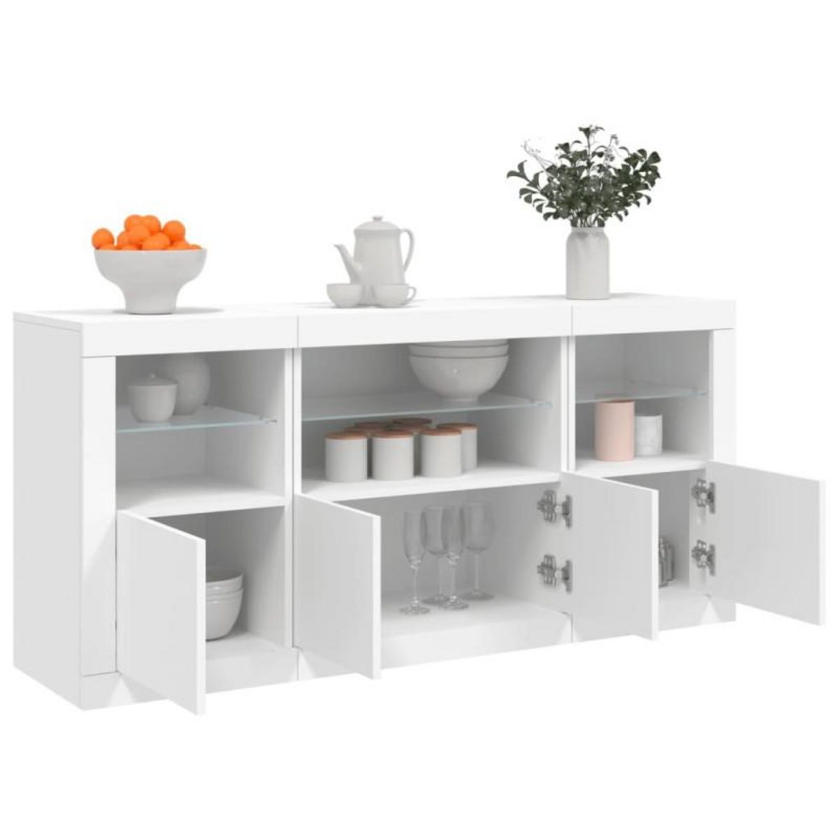 VIDAXL Buffet avec lumières LED blanc 142,5x37x67 cm