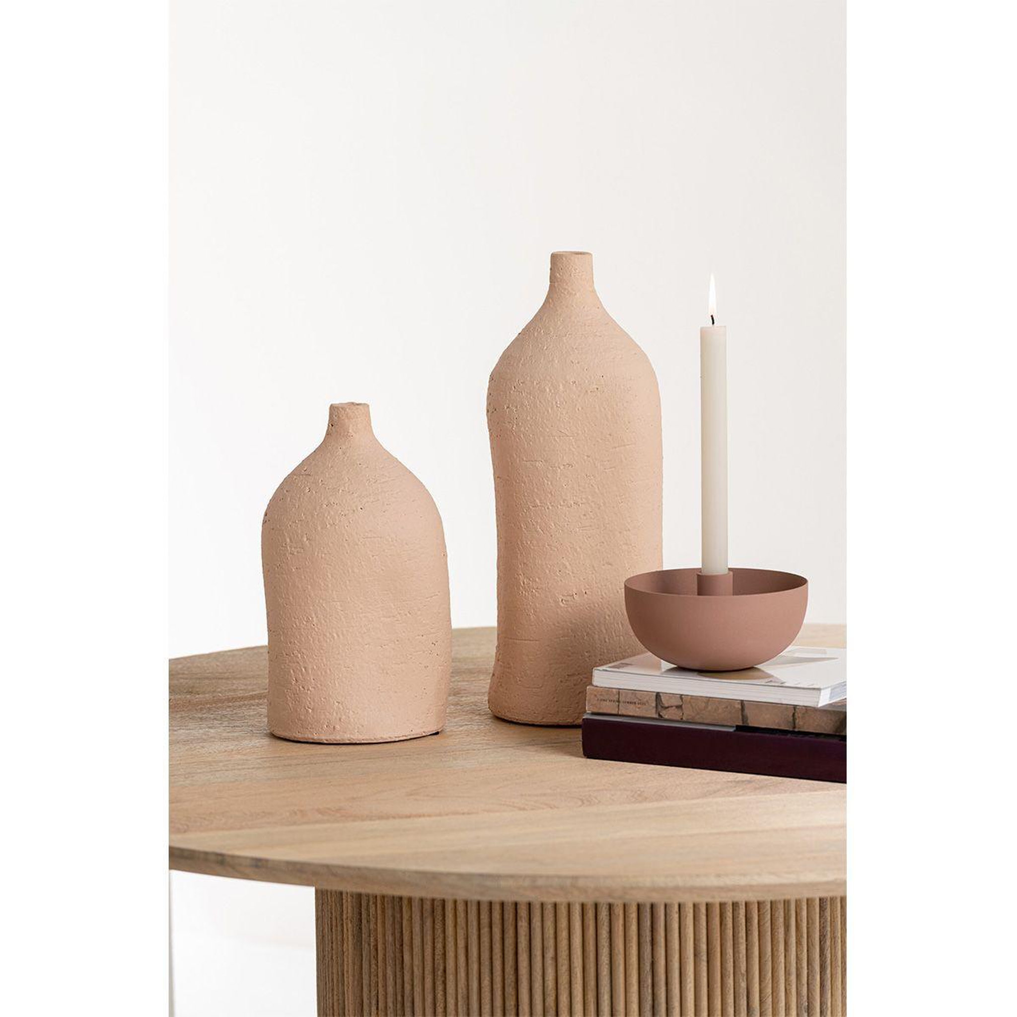Voir la diapositive 5 : J-LINE Vase poterie bouteille  enya  40cm beige