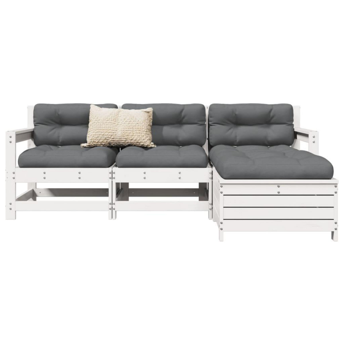 VIDAXL Salon de jardin 4 pcs blanc bois de pin massif