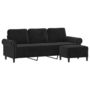 Voir la diapositive 3 : VIDAXL Canape a 3 places avec repose-pieds Noir 180 cm Velours
