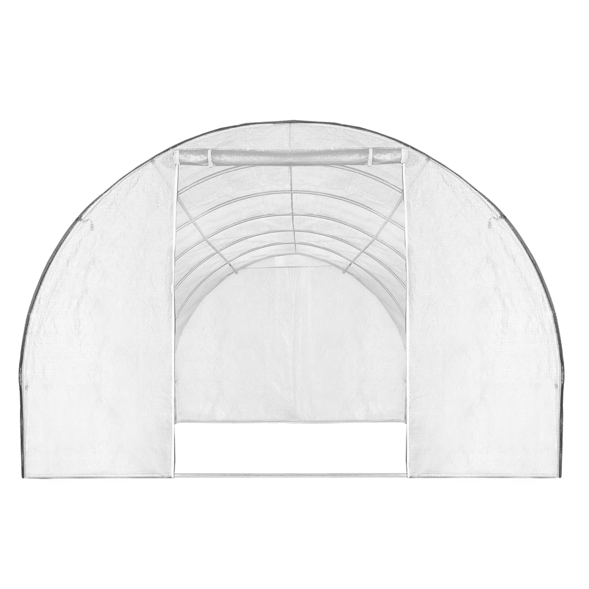 Voir la diapositive 6 : ID MARKET Serre de jardin tunnel 18m² 6 x 3 x 2 m acier galvanisé + bâche anti-uv avec porte et fenêtres crimée blanche avec moustiquaire