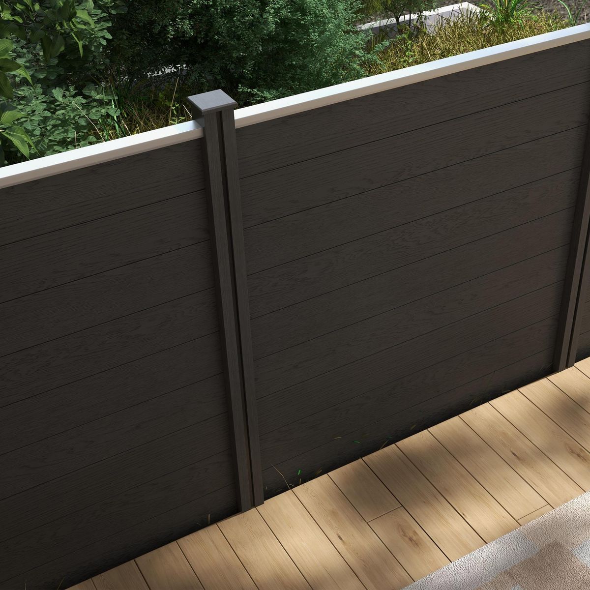 OUTSUNNY Clôture de jardin brise vue occultant modulable WPC bois composite alu gris