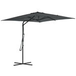 OUTSUNNY Parasol déporté carré dim. 2,5 x 2,5 m piètement inclus métal époxy polyester haute densité anthracite