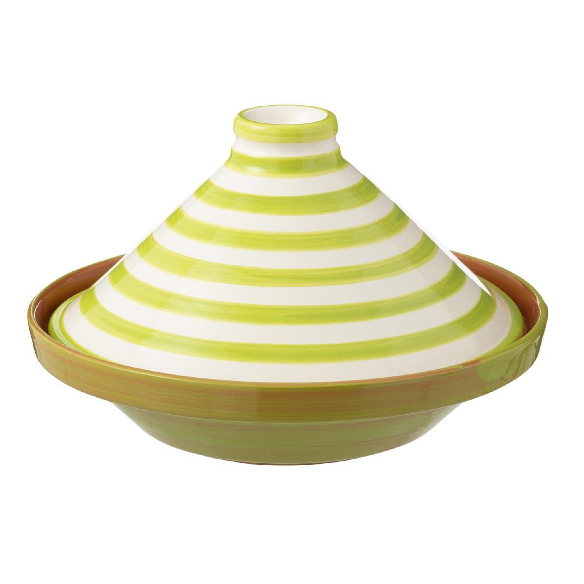 J-LINE Plat à Tajine en Céramique  Granada Rayure  28cm Vert
