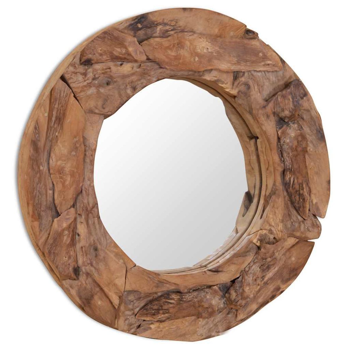 VIDAXL Miroir decoratif Teck 60 cm Rond