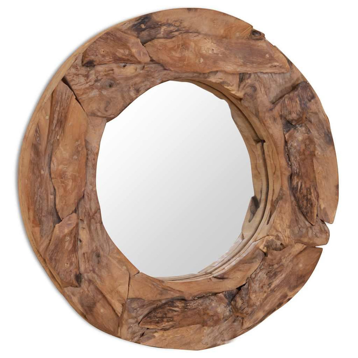 VIDAXL Miroir decoratif Teck 60 cm Rond
