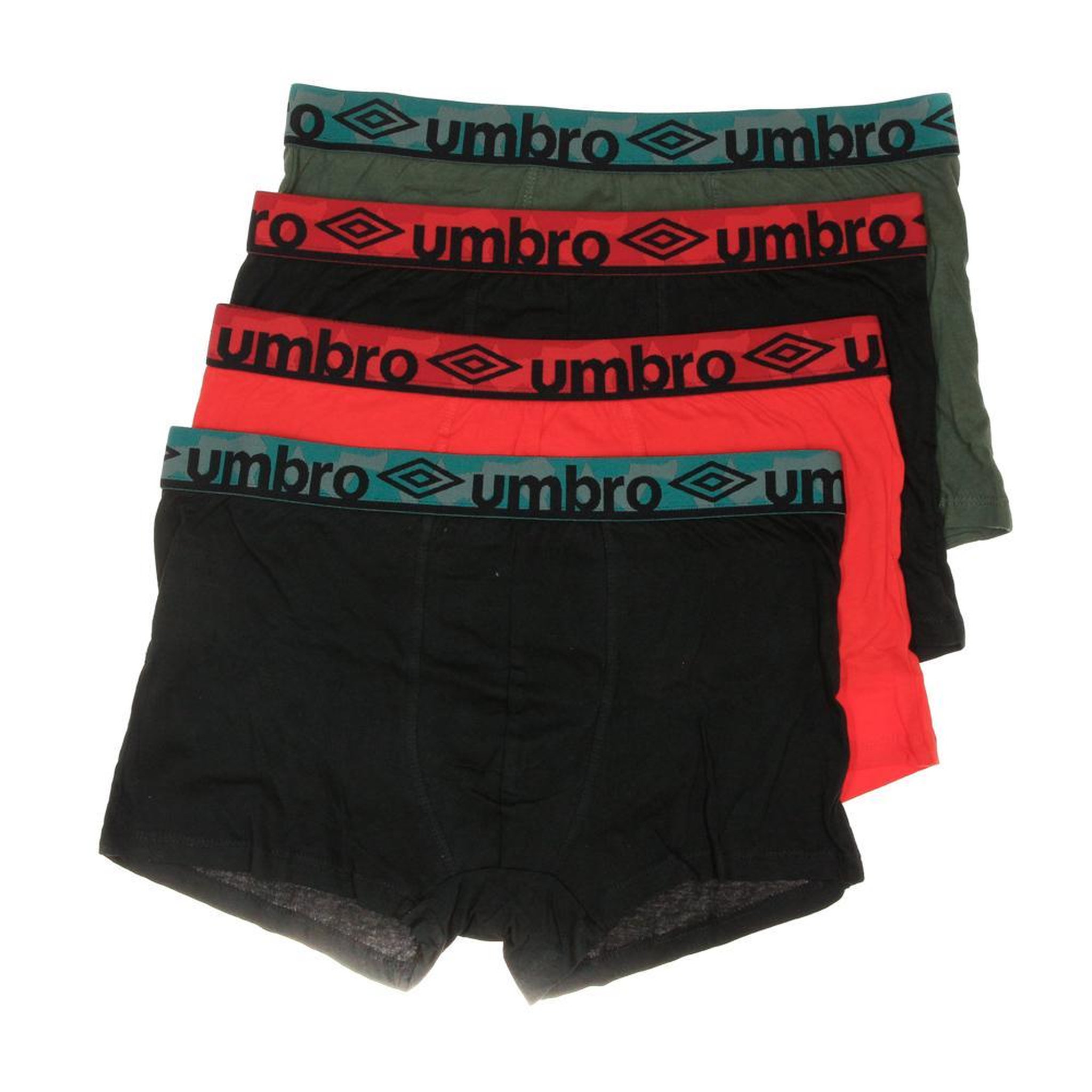 UMBRO x3 Boxers Noir/Kaki/Rouge Homme Umbro CLASS9. Coloris disponibles : Noir