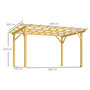 Voir la diapositive 3 : OUTSUNNY Pergola bois autoportante 12 m² dim. 3 x 4 m - toit chevrons lattes espacées - sapin pré-huilé