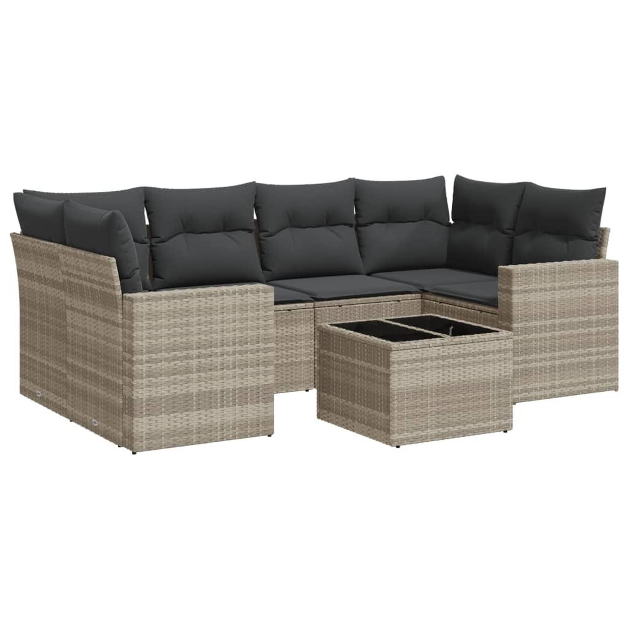 Voir la diapositive 2 : VIDAXL Salon de jardin avec coussins 7 pcs gris clair resine tressee