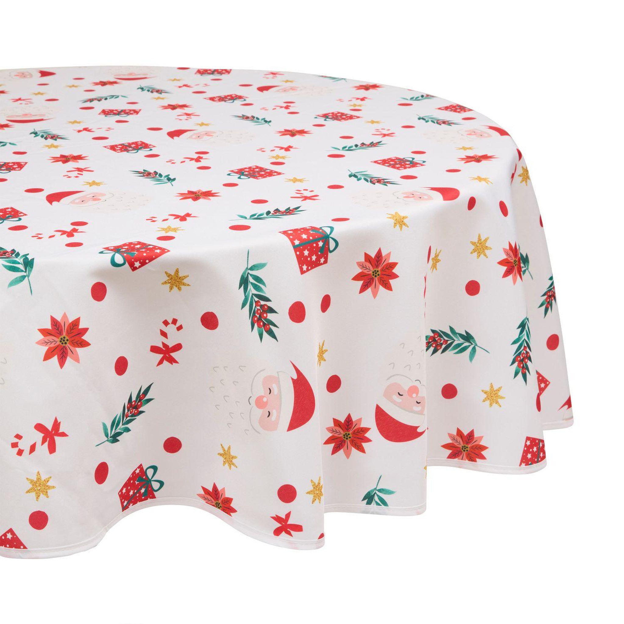 FEERIC LIGHT & CHRISTMAS Nappe de noël ronde antitache motif père noël - d. 180 cm
