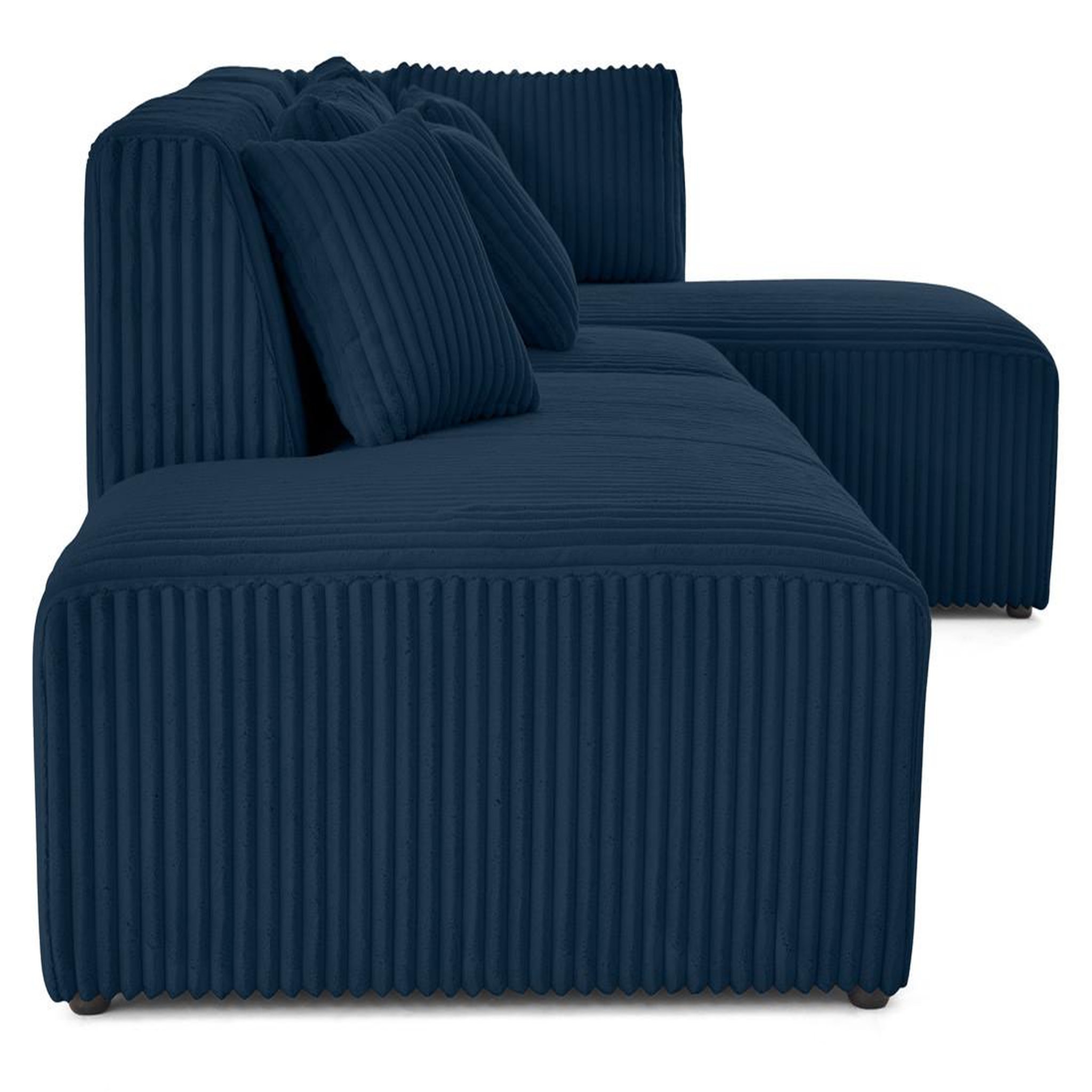 Voir la diapositive 3 : LISA DESIGN Victoire - canapé modulable d'angle droit 5 places en velours côtelé grosses côtes