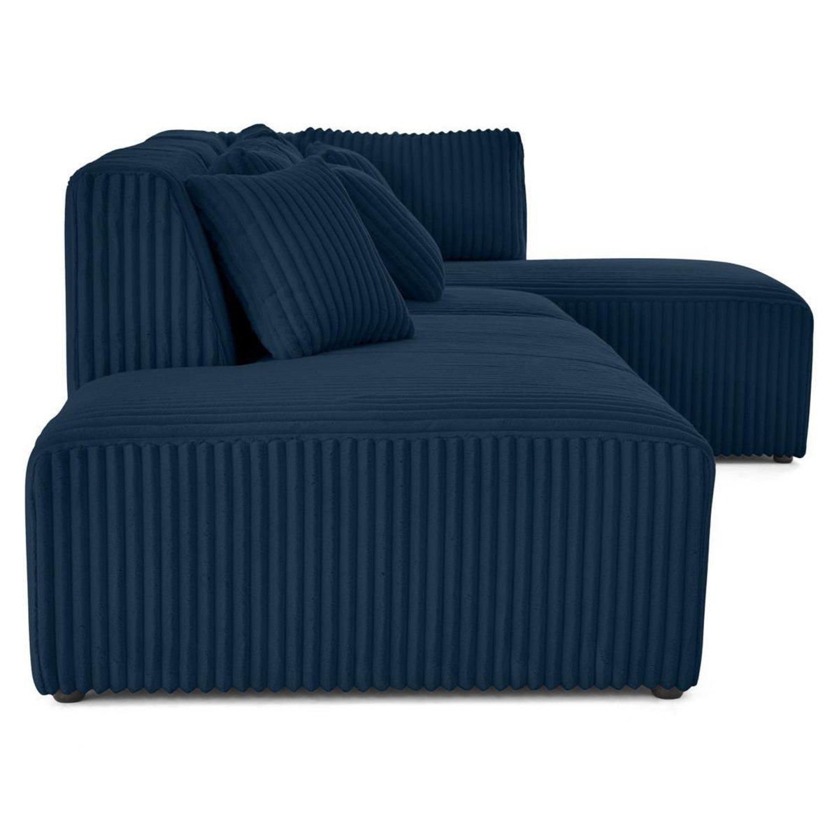 LISA DESIGN Victoire - canapé modulable d'angle droit 5 places en velours côtelé grosses côtes