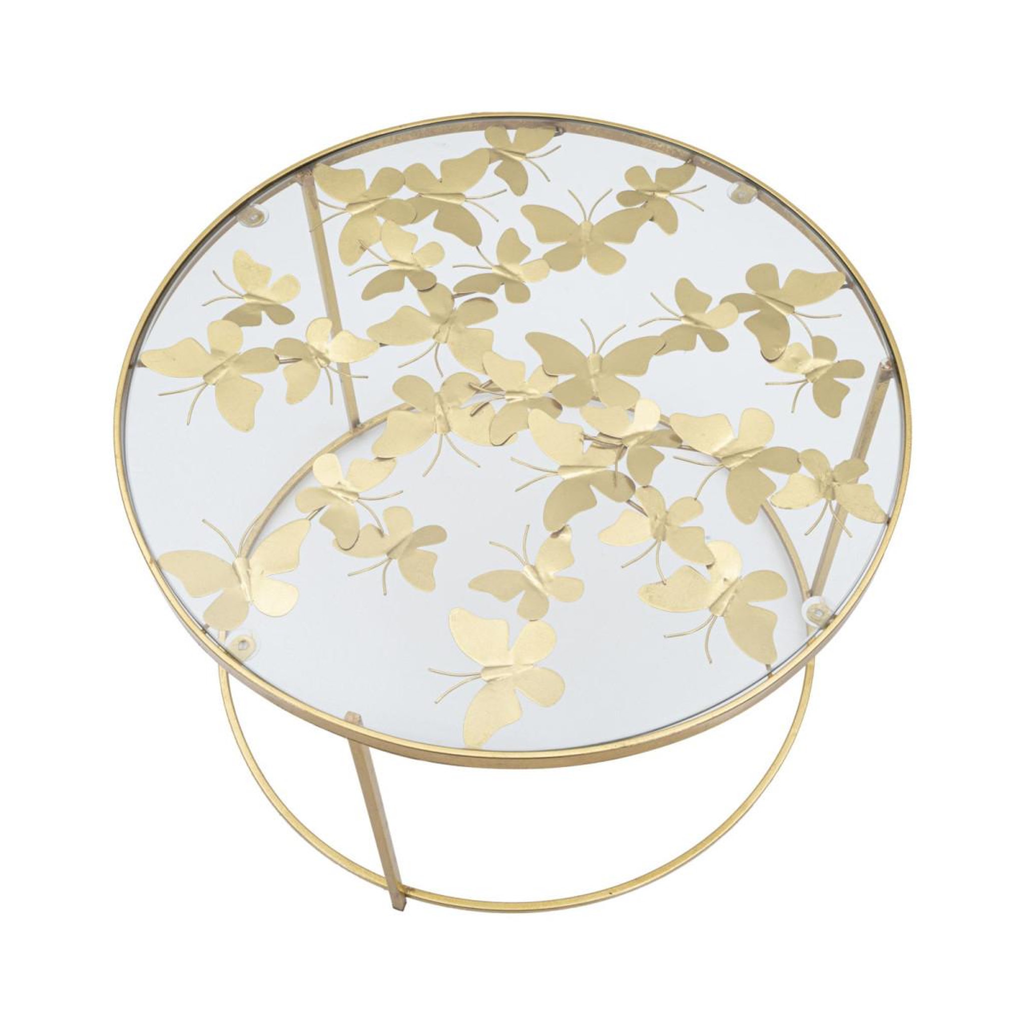 Voir la diapositive 3 : Paris Prix Table basse en verre  butterfly  60cm or