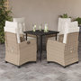 Voir la diapositive 1 : VIDAXL Ensemble a manger de jardin avec coussins 5pcs Beige poly rotin
