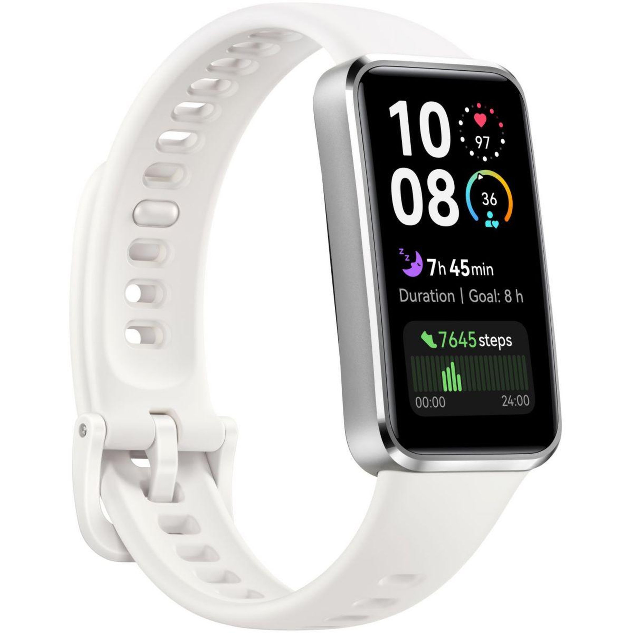 Voir la diapositive 2 : HUAWEI Montre connectée Band 10 Blanc Titane