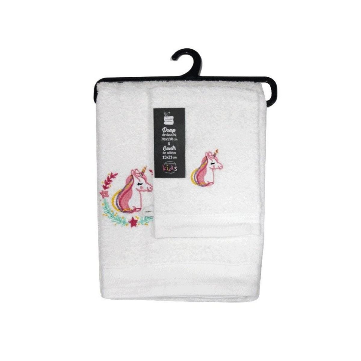 Douceur d'Intérieur Set gant avec drap de douche éponge brodée Zoélie