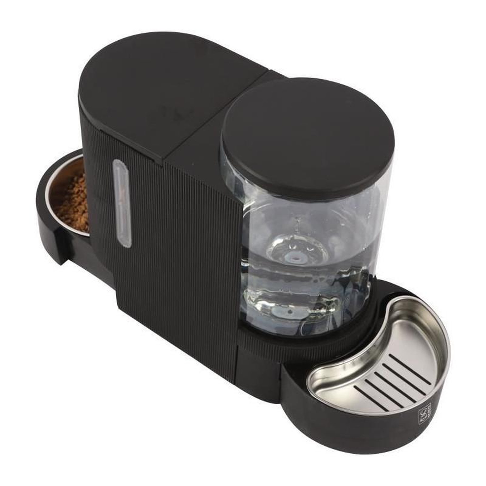 Voir la diapositive 2 : M PETS Distributeur de croquettes et d'eau M.PETS DUPLO 1,3kg/3L - 40x16.2x29.1 cm - Noir