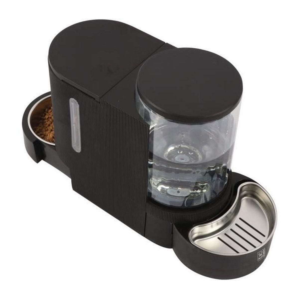 M PETS Distributeur de croquettes et d'eau M.PETS DUPLO 1,3kg/3L - 40x16.2x29.1 cm - Noir
