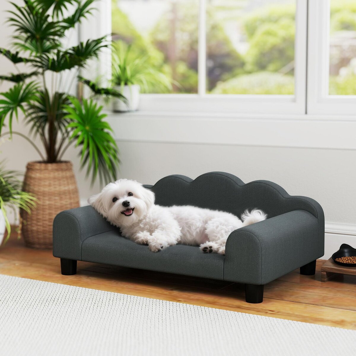 PAWHUT Canapé chien lit pour chien chat design contemporain coquillage dim. 66L x 42l x 28,5H cm gris