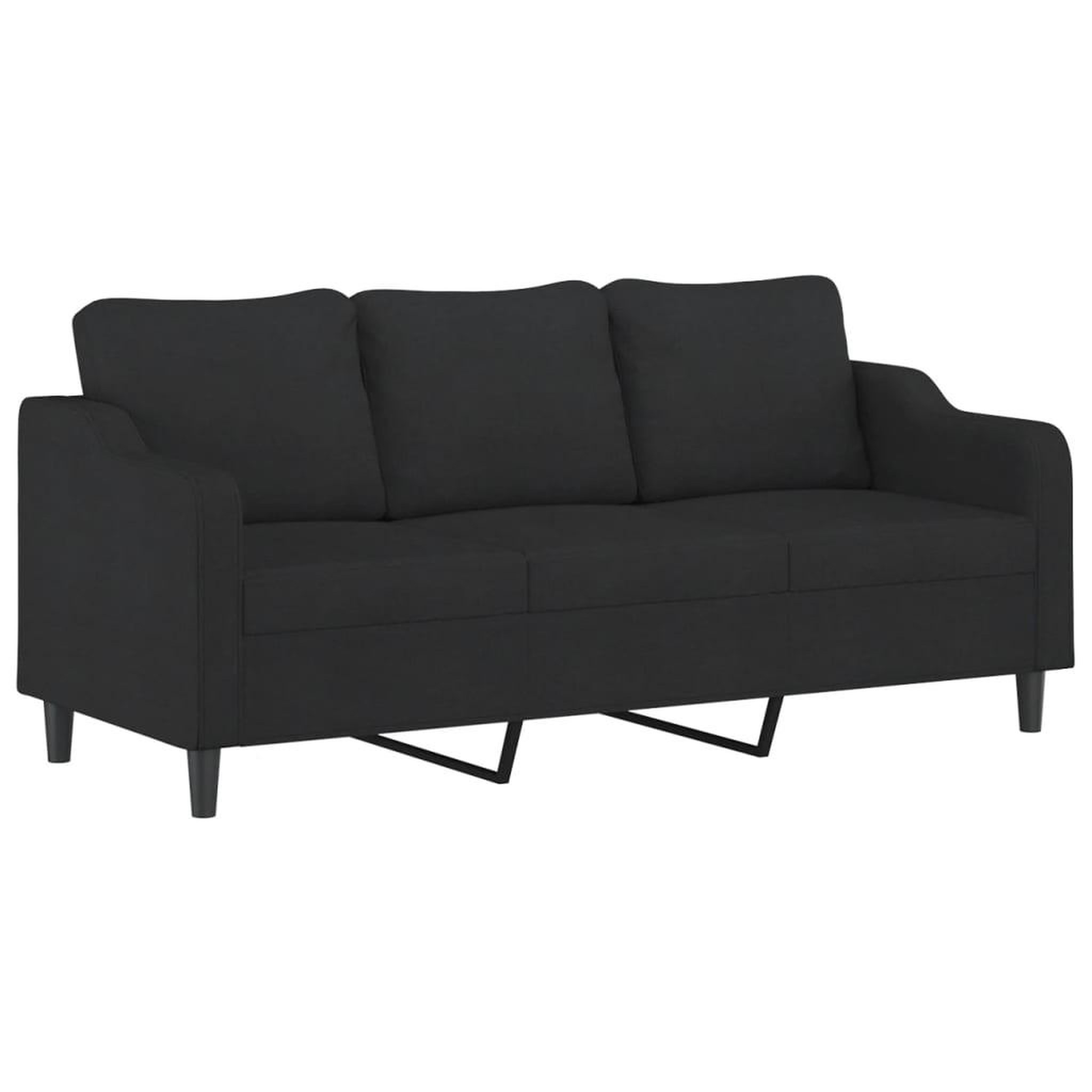 Voir la diapositive 2 : VIDAXL Canape a 3 places Noir 180 cm Tissu