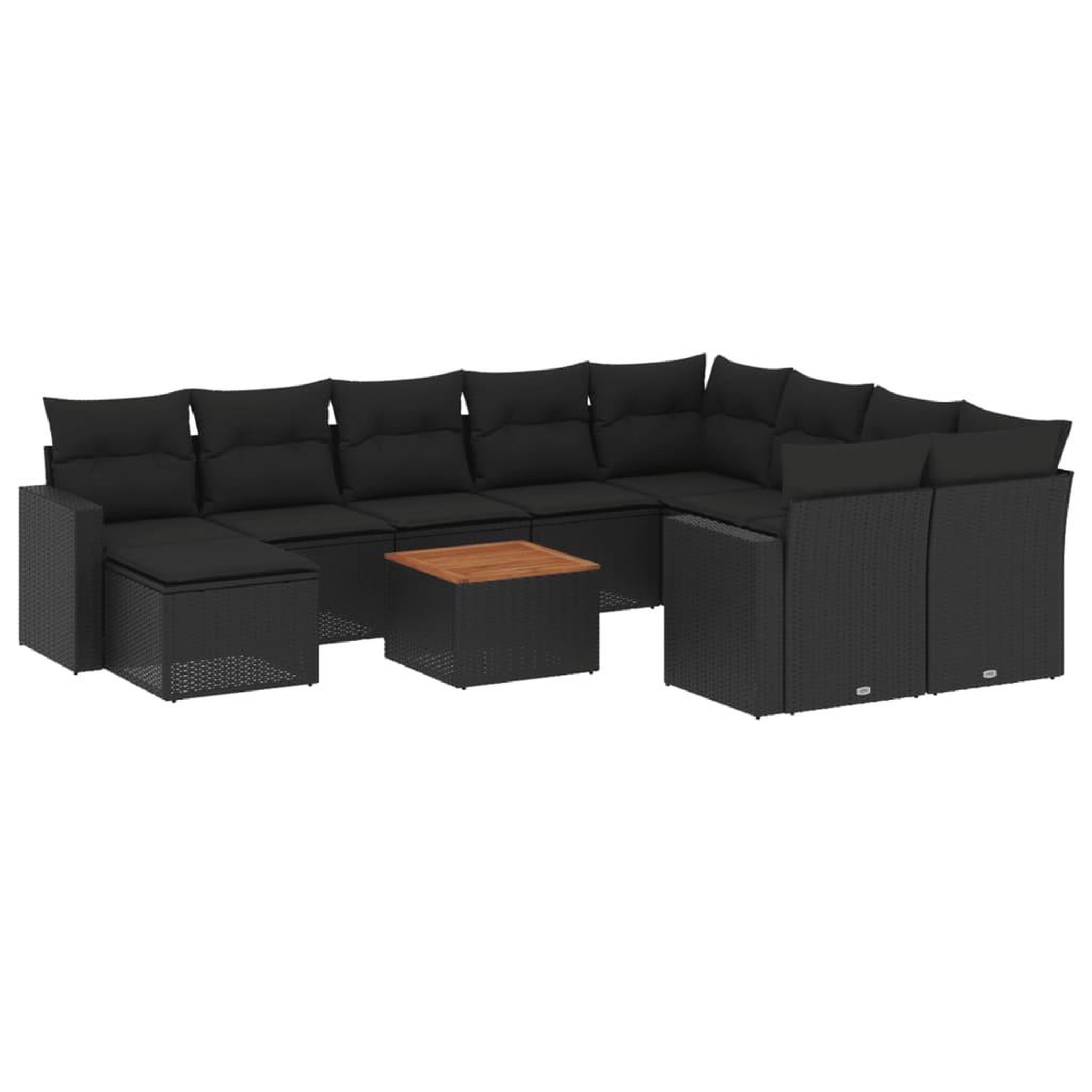 Voir la diapositive 2 : VIDAXL Salon de jardin 11 pcs avec coussins noir resine tressee