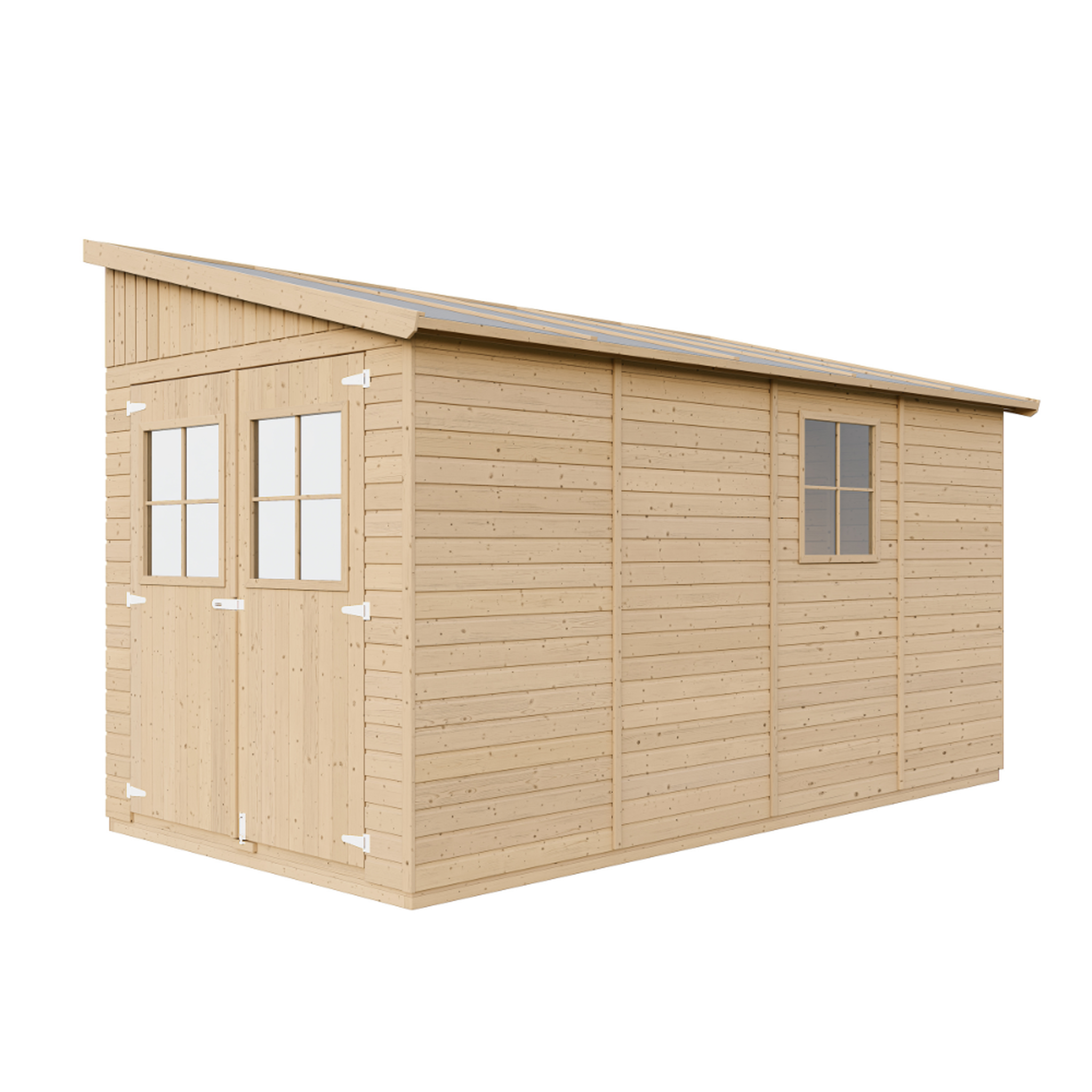 Voir la diapositive 2 : TIMBELA Abri de Jardin en Bois sans paroi latérale - 8 m2 M340