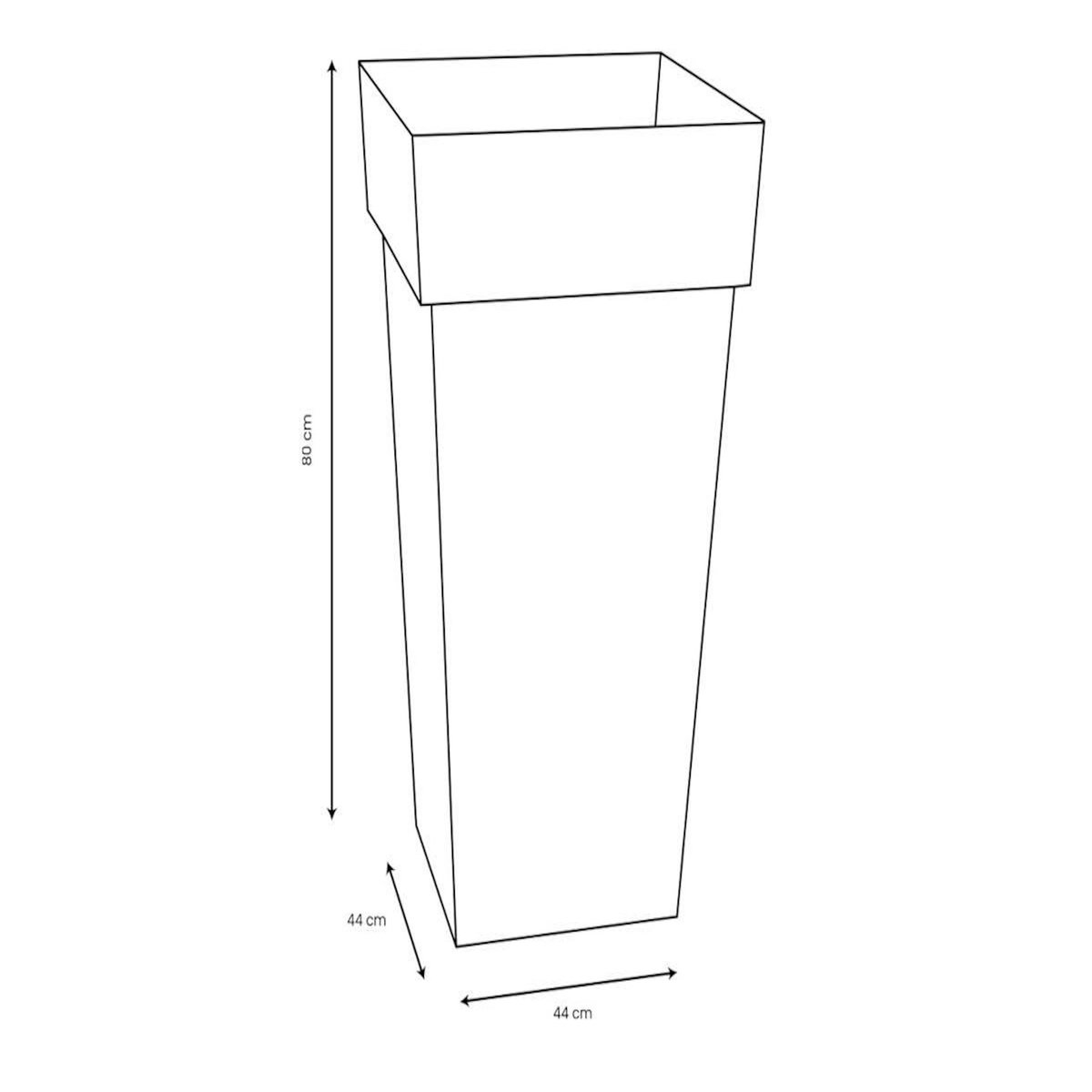 Eda Pot de fleur carré Toscane 43 x H.80 cm - Vert laurier - Eda