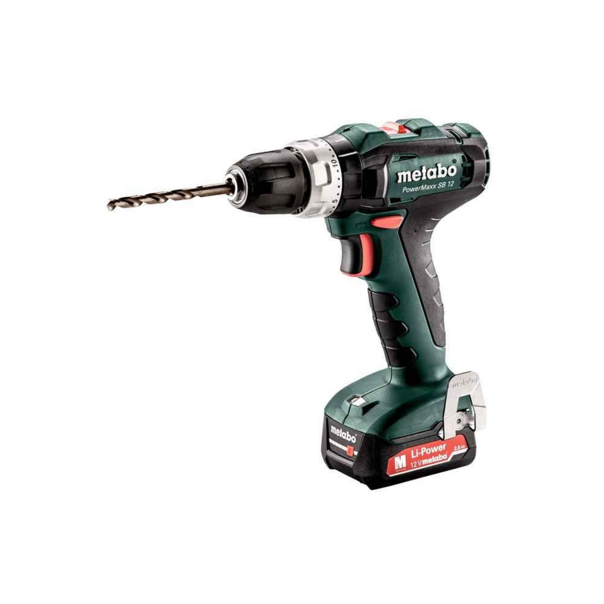 METABO SAS Perceuse à percussion 12 V PowerMaxx SB 12 - 2 x 2,0 Ah Li-Power, SC 30, coffret Metabox