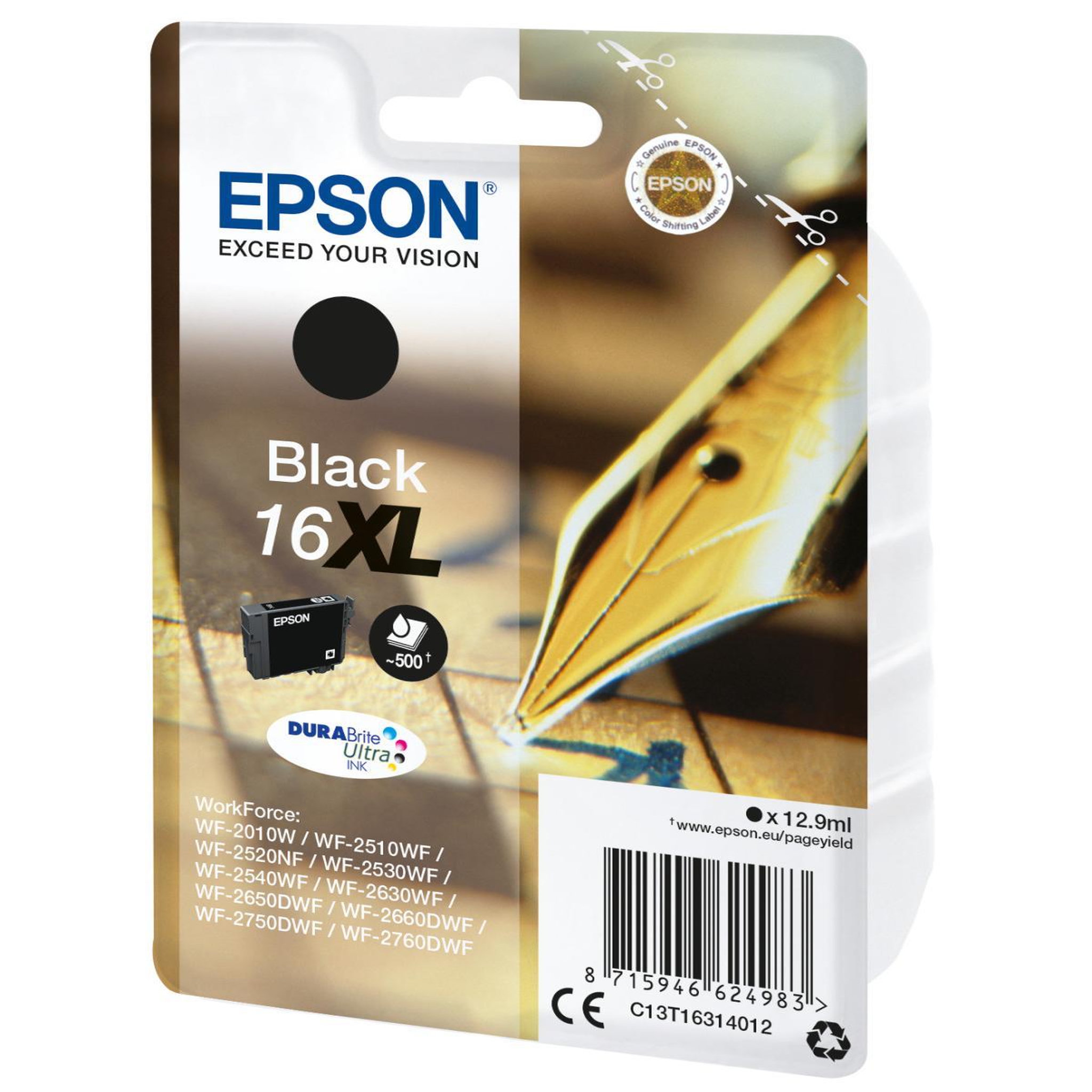 Voir la diapositive 3 : Epson Cartouche d'encre T16 XL Noire Série Stylo Plume