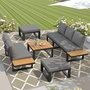 Voir la diapositive 5 : MERAX Salon de jardin 7 places avec, canapé angle, dossier réglable, poufs et table