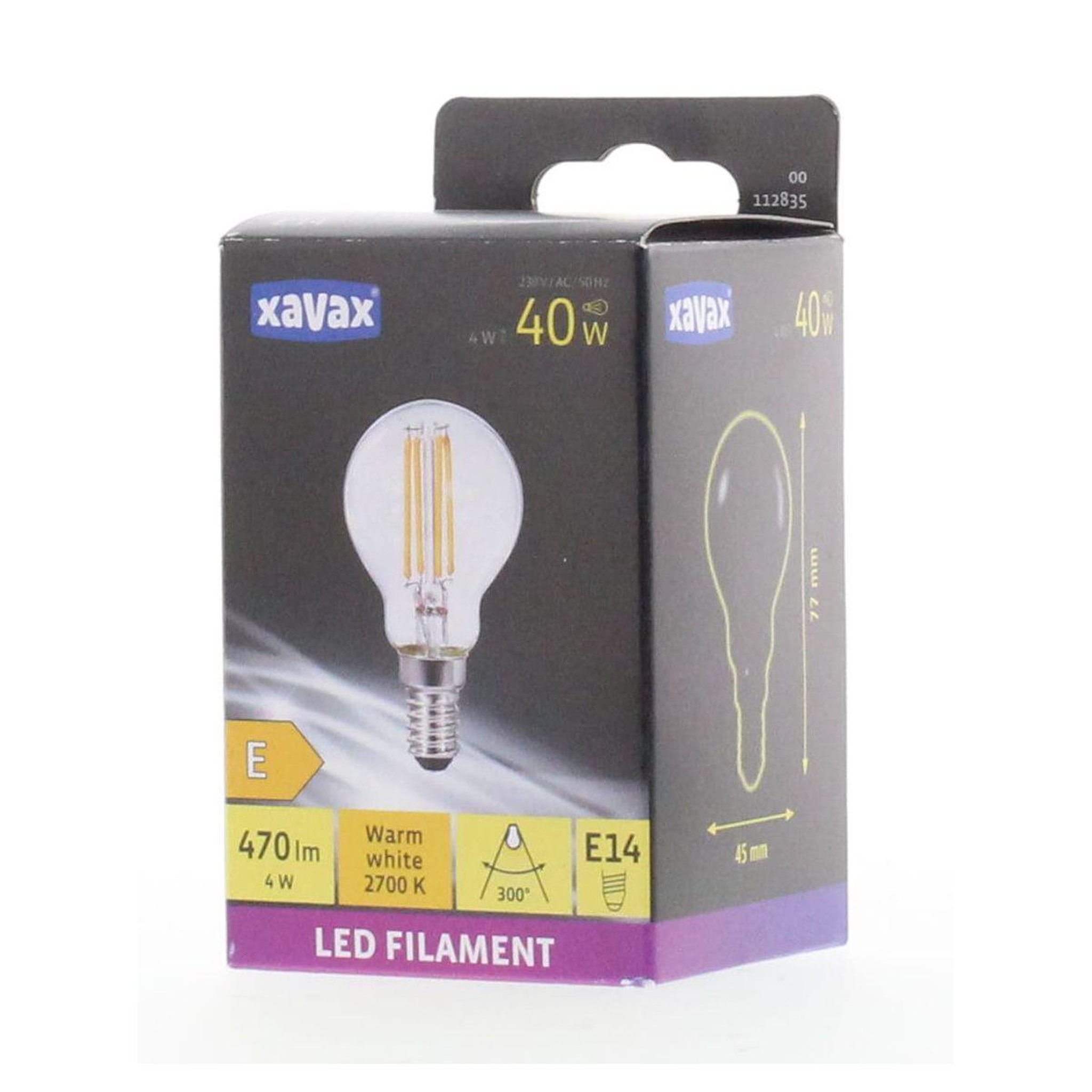 Voir la diapositive 2 : XAVAX Ampoule led e14 4w goutte
