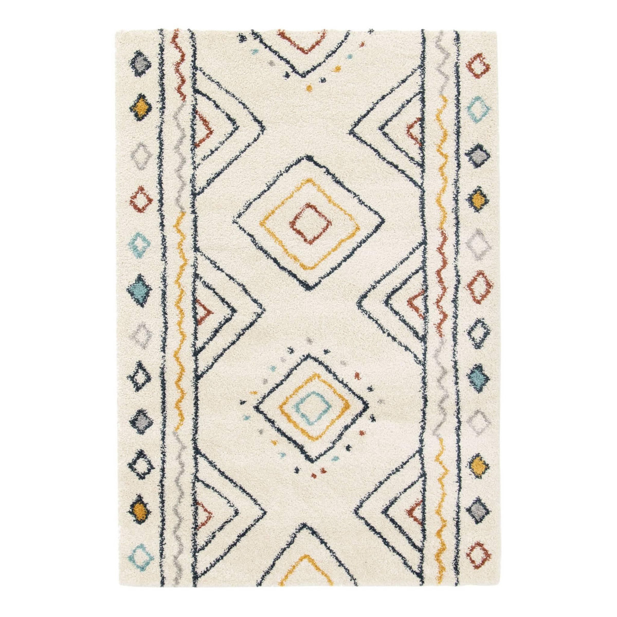 SWEEEK Tapis intérieur motif berbère crème. bleu et orange Ralph 160x230cm