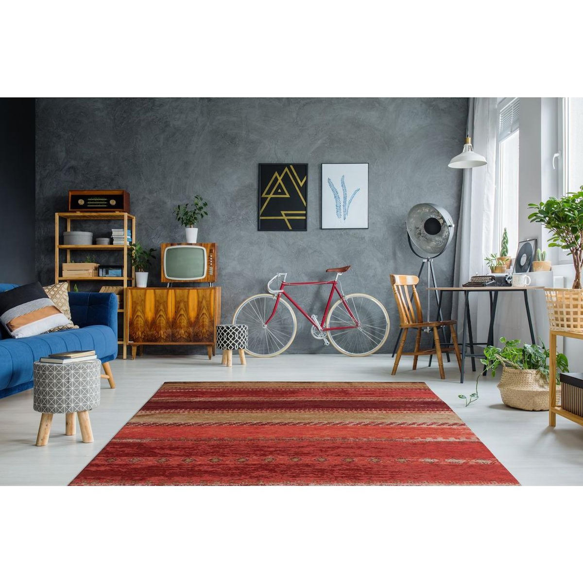 Paris Prix Tapis Jacquard à Poils Courts  Blaze  Rouge