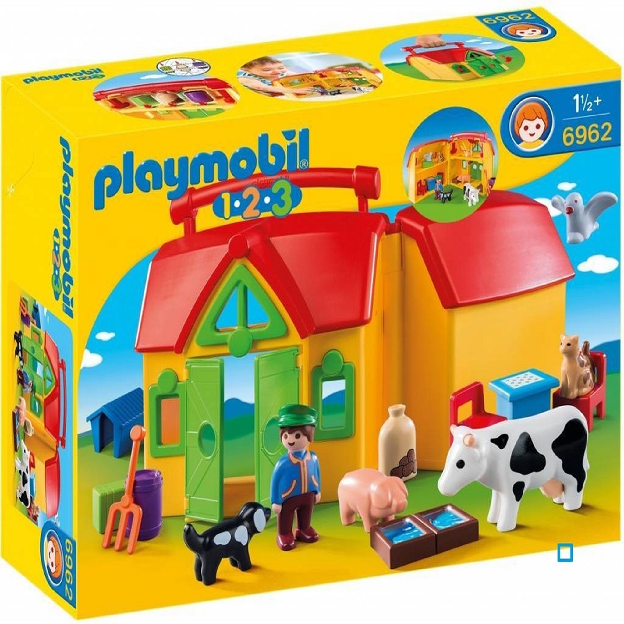 Voir la diapositive 1 : PLAYMOBIL 6962 - 1.2.3 - Ferme transportable avec animaux 