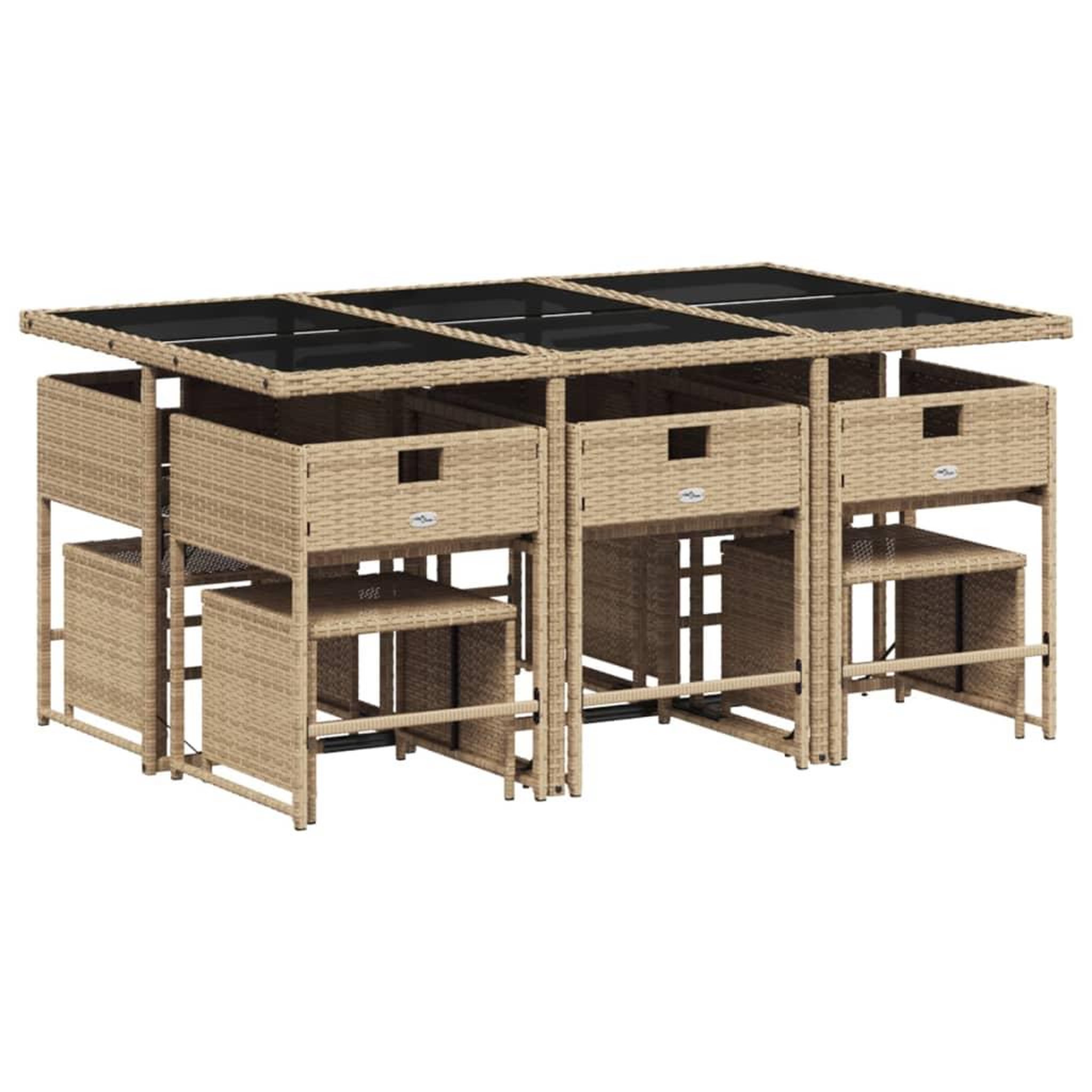Voir la diapositive 5 : VIDAXL Ensemble a manger de jardin et coussins 11 pcs melange beige