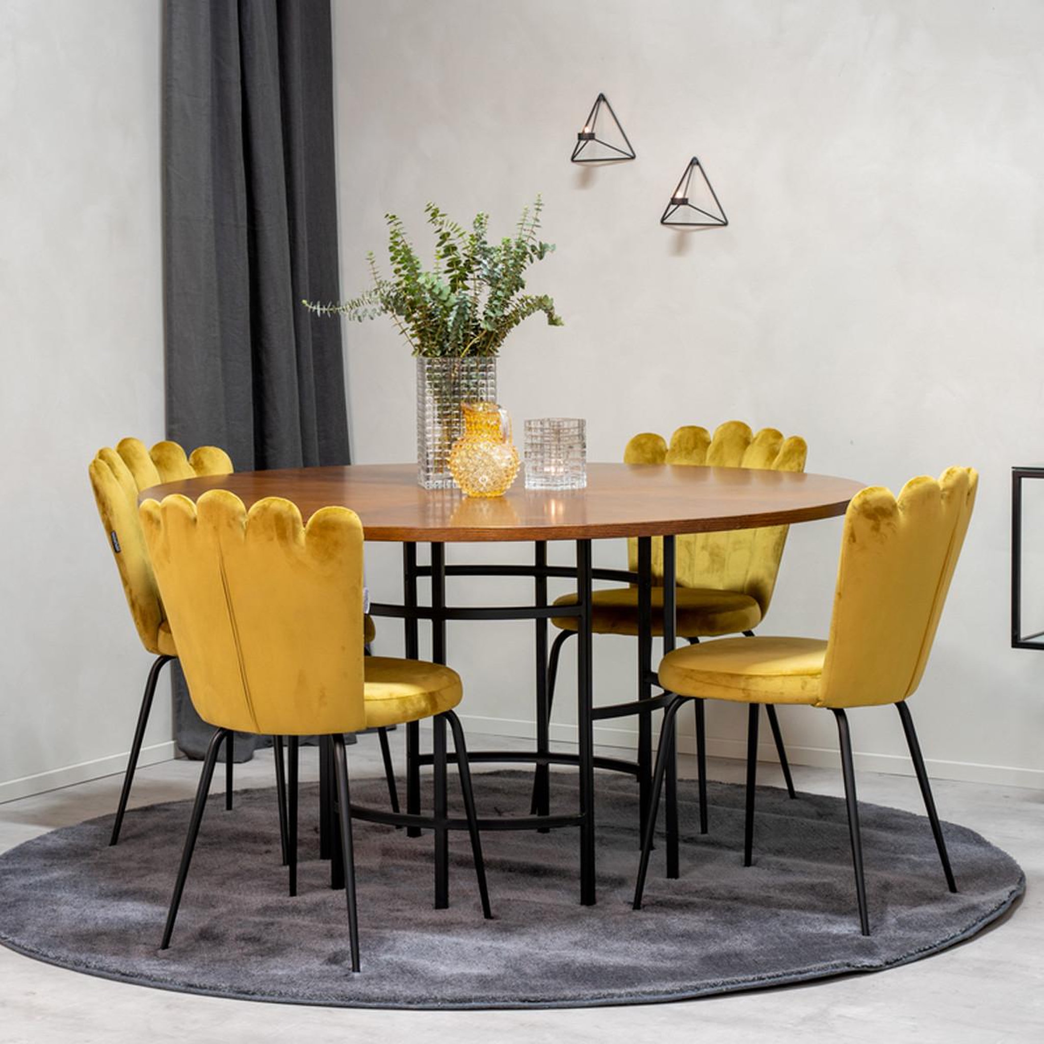 Voir la diapositive 4 : Paris Prix Ensemble table à manger & 4 chaises  copenhagen & limhamn  140cm jaune & marron