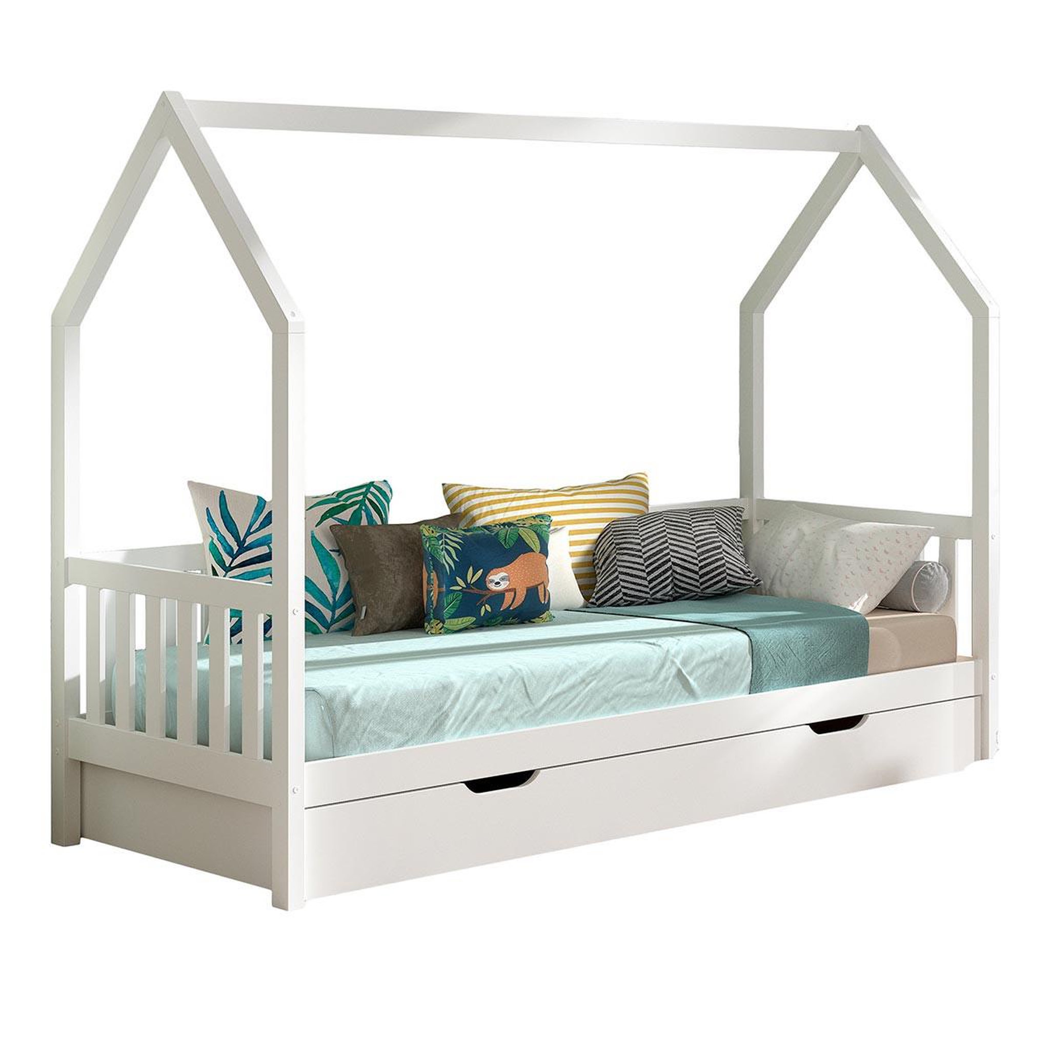 Paris Prix Pack - lit enfant & tiroir-lit  cabane  90x200cm blanc