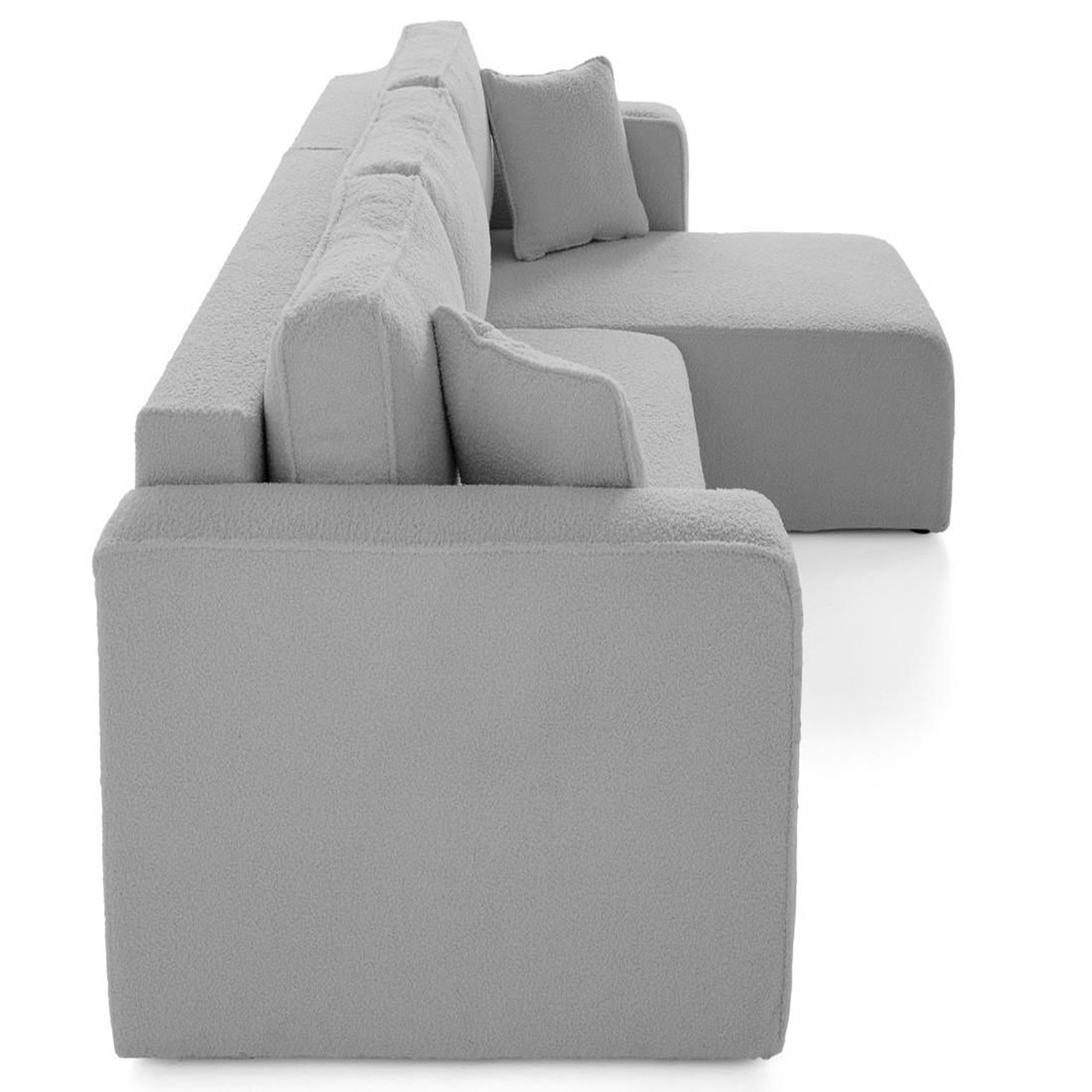 Voir la diapositive 4 : BEST MOBILIER Topaze - canapé d'angle déhoussable réversible 4 places en tissu bouclette