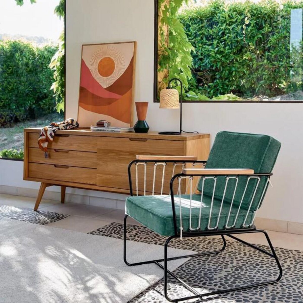 ATMOSPHERA Lampe à Poser Design  Alicante  43cm Beige & Noir