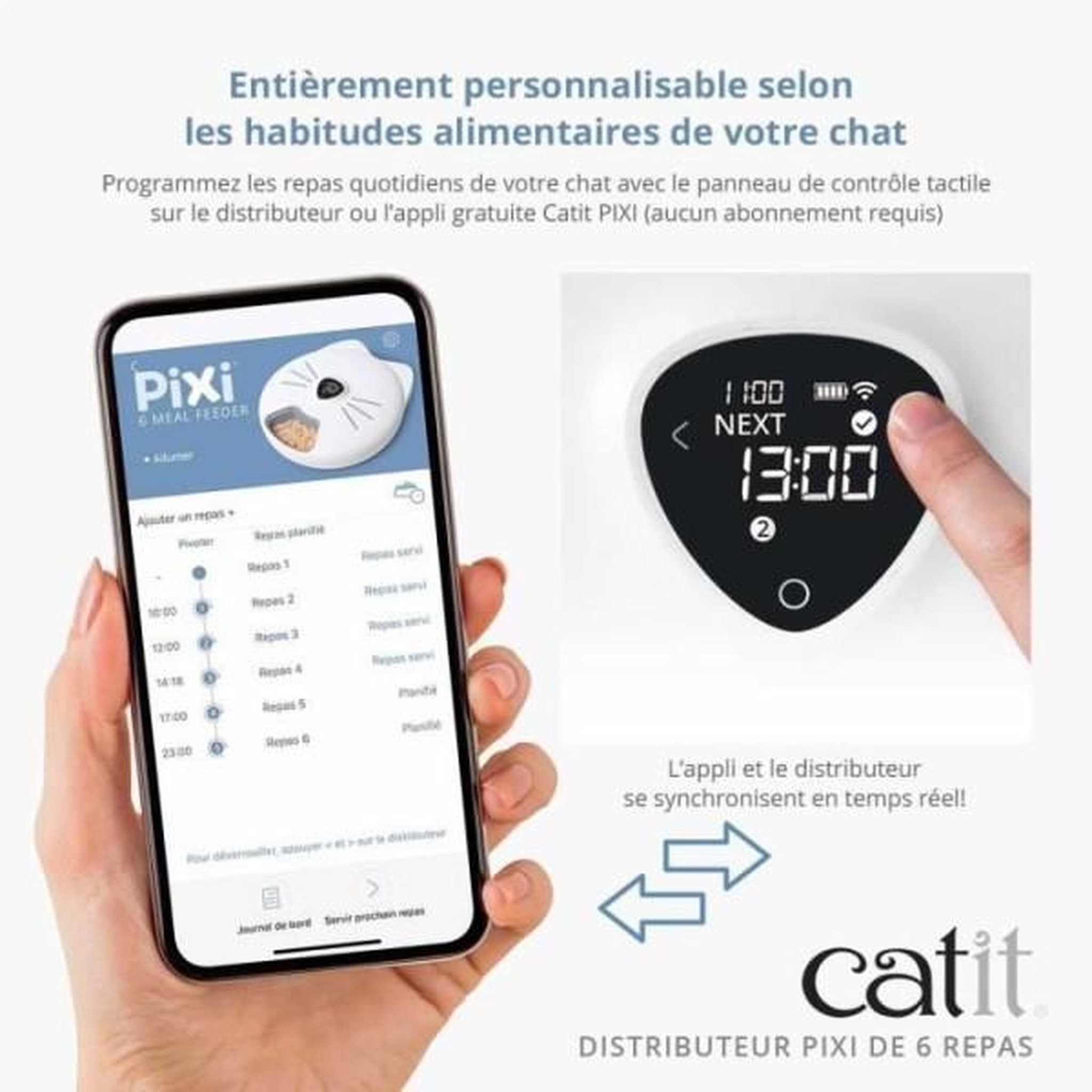 Voir la diapositive 3 : MARKET24 Distributeur de repas pour chat connecté - CATIT - PIXI SMART - 6 x 170ml - Ecran tactile LCD - Avec Blocs réfrigérants