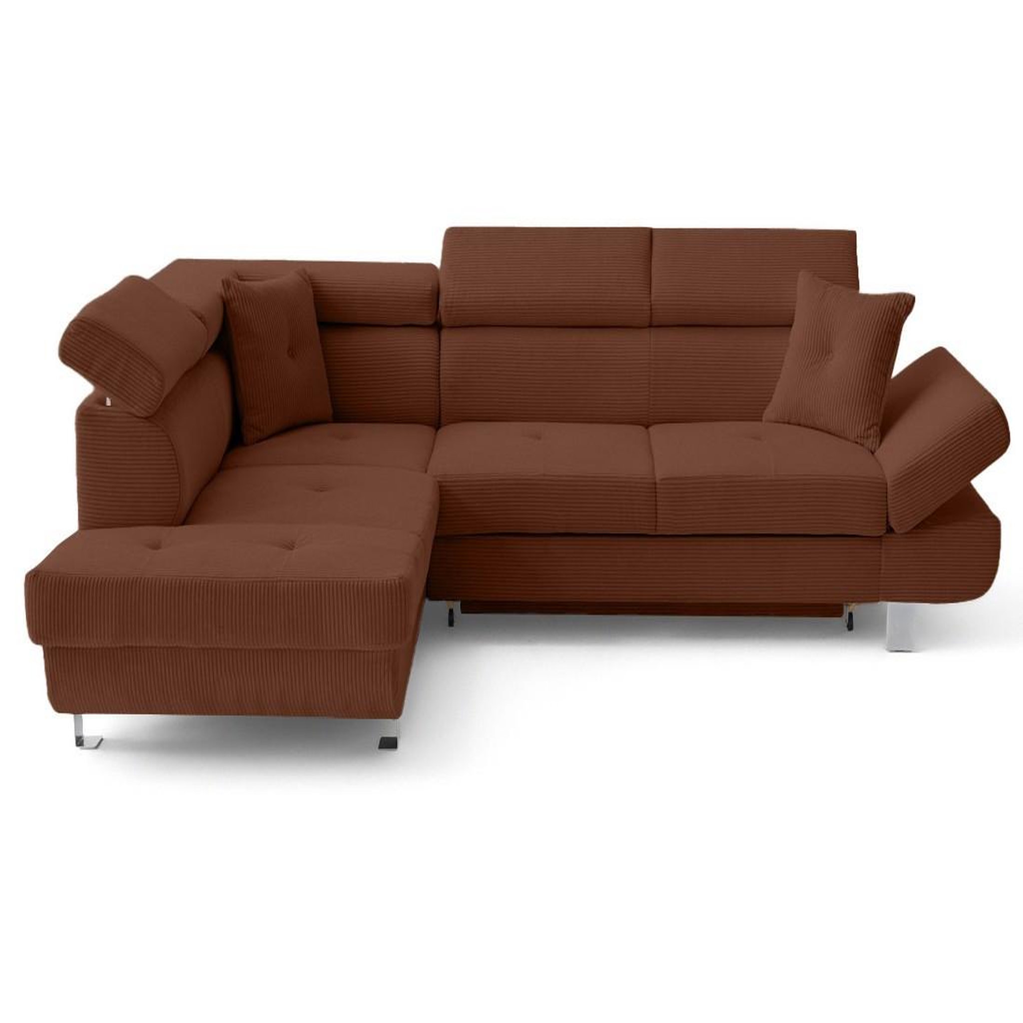 Voir la diapositive 1 : BEST MOBILIER Lisbona - canapé d'angle gauche 5 places convertible avec têtières en velours côtelé
