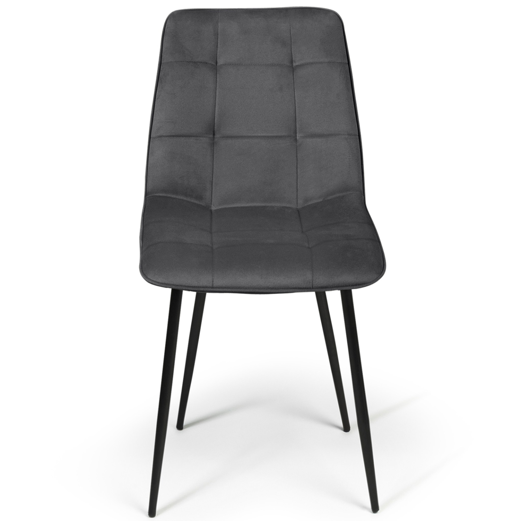 Voir la diapositive 3 : ID MARKET Lot de 4 chaises mila en velours gris foncé pour salle à manger