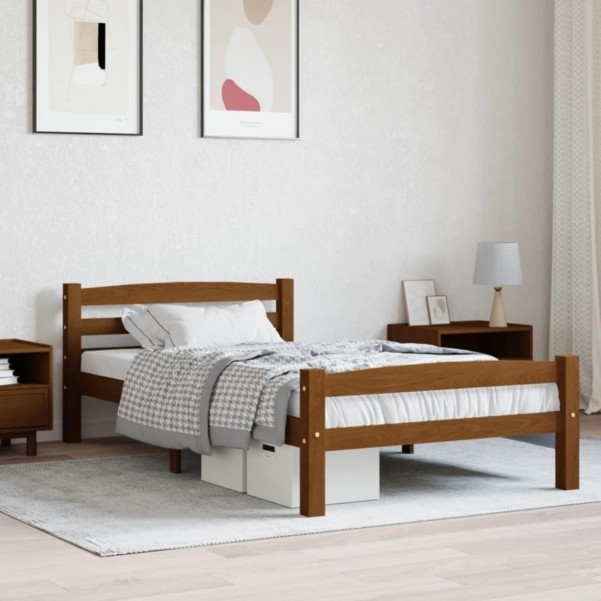 VIDAXL Cadre de lit sans matelas marron miel pin massif 100x200 cm