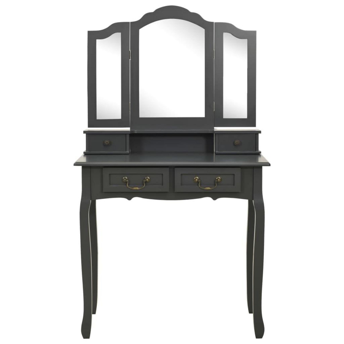 VIDAXL Ensemble de coiffeuse avec tabouret Gris 80x69x141 cm Paulownia