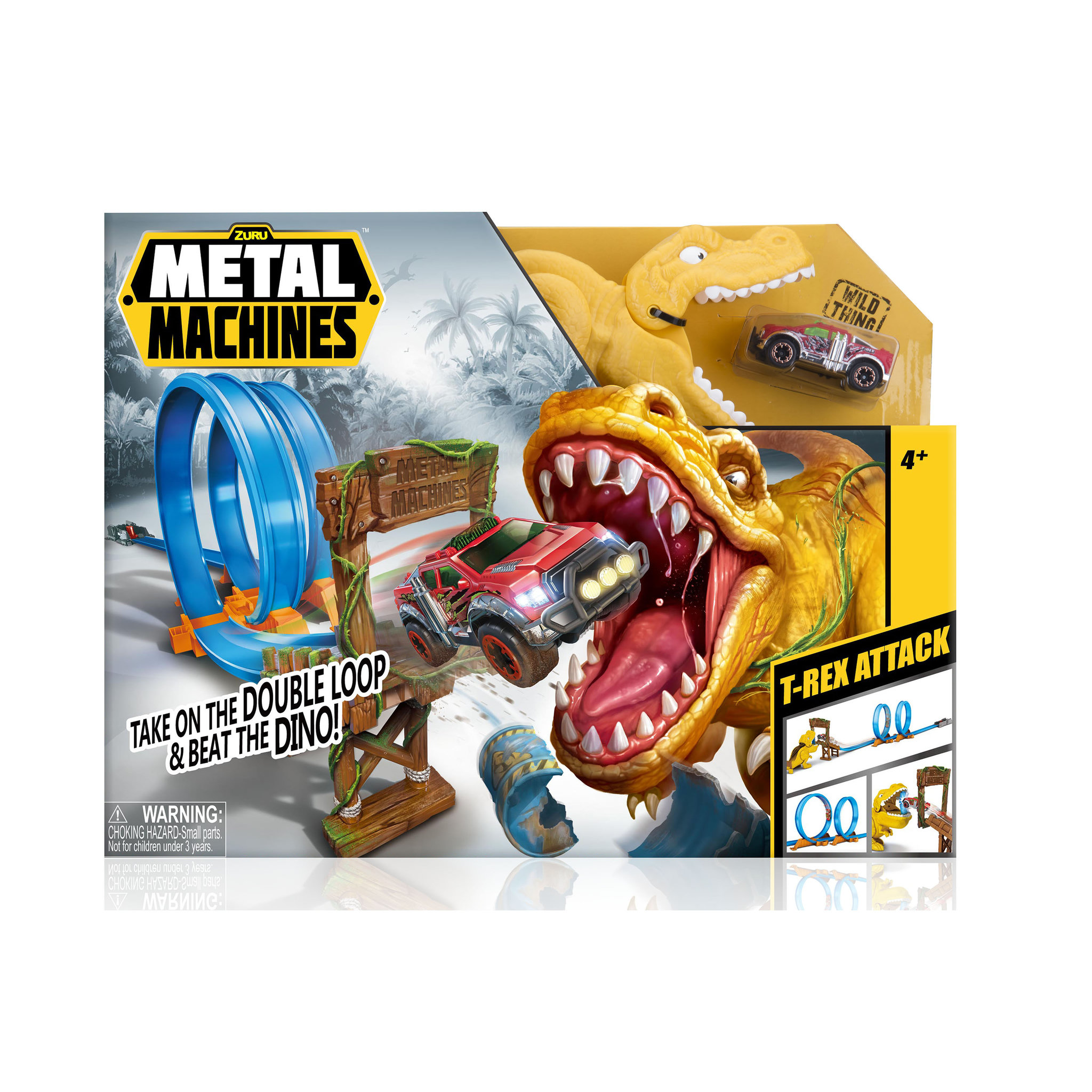 Voir la diapositive 2 : ZURU Metal Machines - Piste l'attaque du T-Rex + véhicule