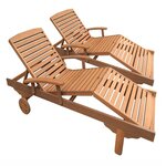 Habitat et Jardin Bain de soleil pliant en bois exotique  Singapour  - Maple - Marron clair - Lot de 2