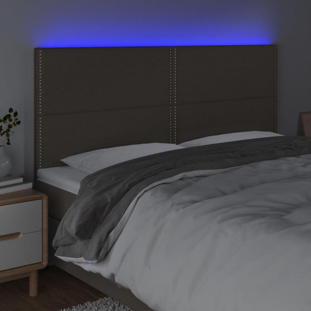 VIDAXL Tete de lit a LED Taupe 200x5x118/128 cm Tissu